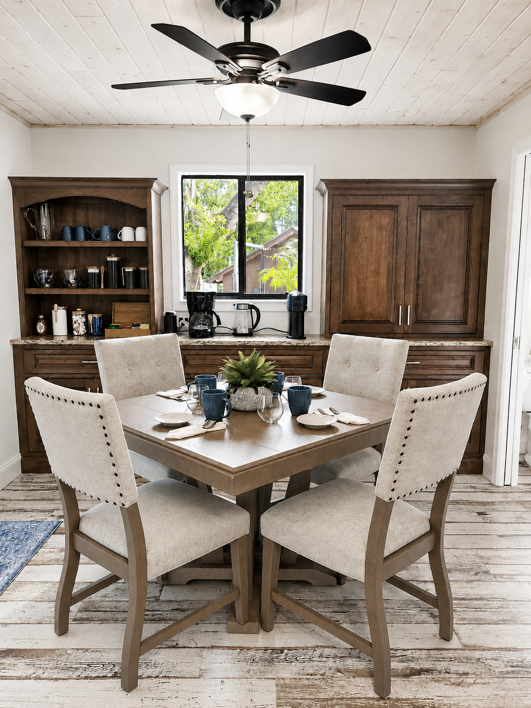 Breakfast nook with coffee bar and built-in hutch